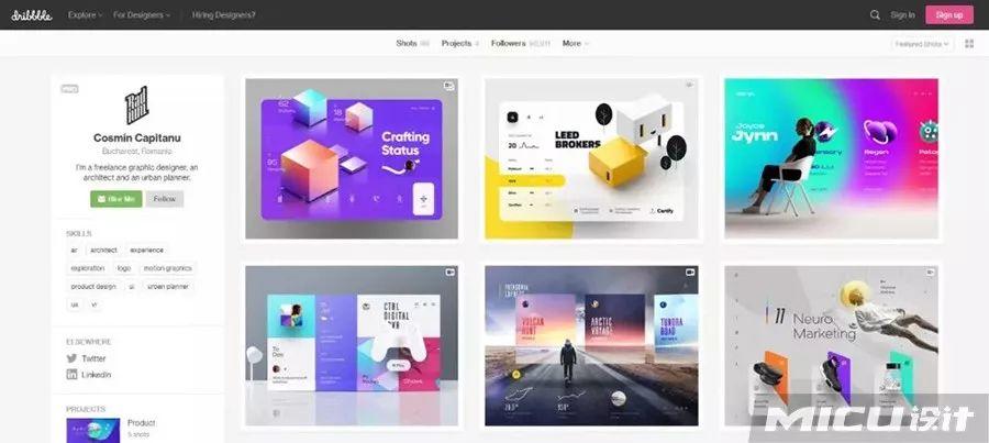 Dribbble十万粉丝的大神作品是这样的 ！